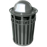 WITT Oakley Collection Decorative Outdoor Waste Receptacle with Dome Top - 40 Gallon, Silver